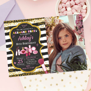 Invitación de cumpleaños de maquillaje / Fiesta de