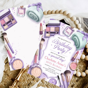 Invitación de cumpleaños de maquillaje glamour de