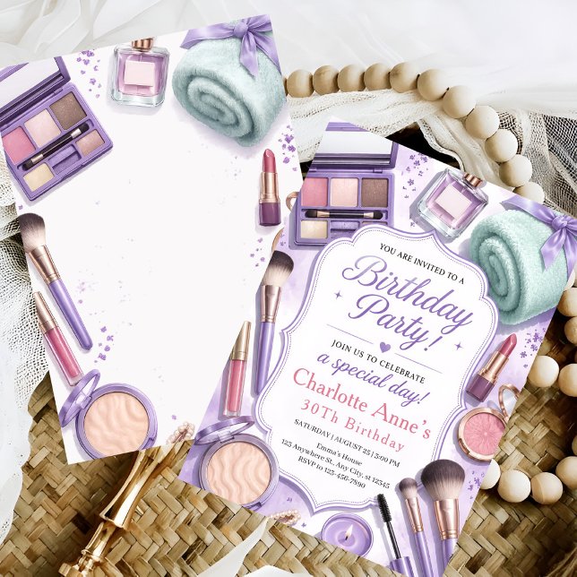 Invitación de cumpleaños de maquillaje glamour de  (Subido por el creador)
