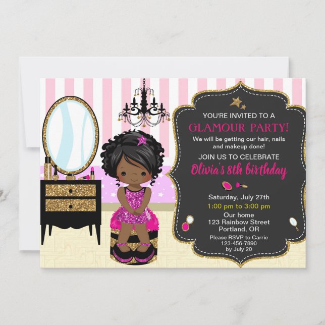 Invitación de cumpleaños de maquillaje Invitación  (Anverso)
