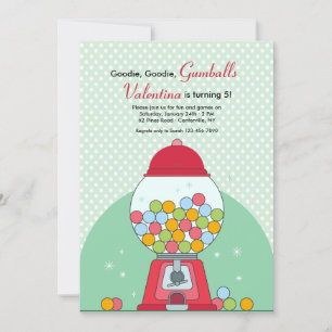 Invitación de cumpleaños de máquina de chicles