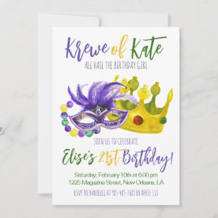 Invitación de cumpleaños de Mardi Gras Krewe
