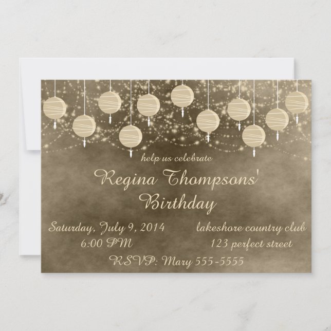 Invitación de cumpleaños de Marfil Lanterns (Anverso)