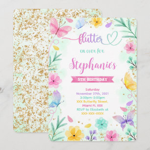 Invitación de cumpleaños de mariposa