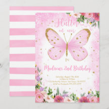 Invitación de cumpleaños de mariposa