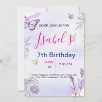 Invitación de cumpleaños de mariposa