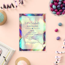 Invitación de cumpleaños de mariposa acrílica