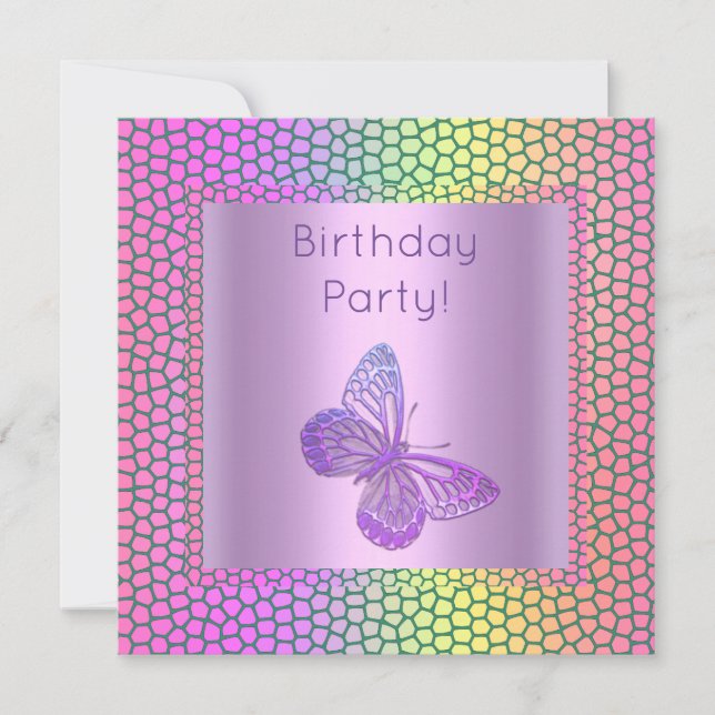 INVITACIÓN DE CUMPLEAÑOS DE MARIPOSA COLOR BRILLAN (Anverso)