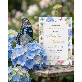 Invitación de cumpleaños de mariposa de acuarela f