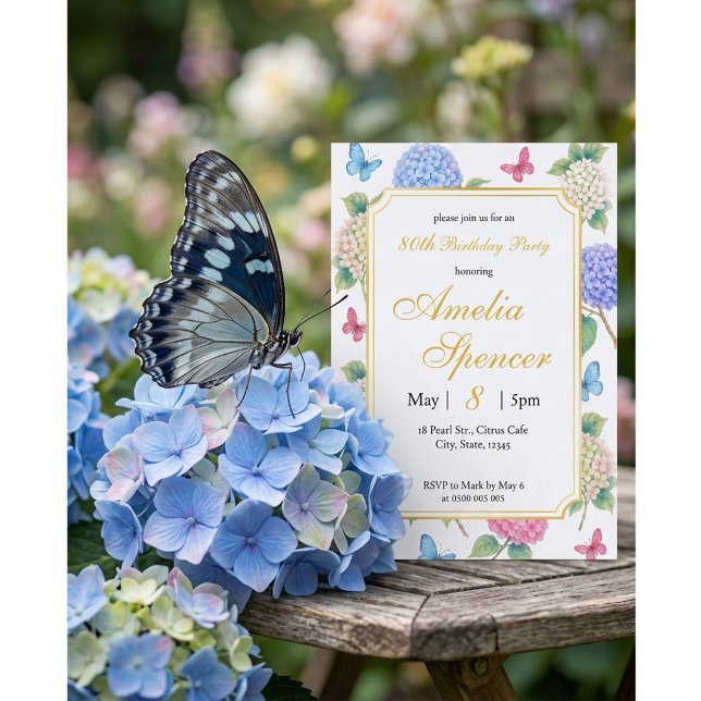 Invitación de cumpleaños de mariposa de acuarela f (Subido por el creador)
