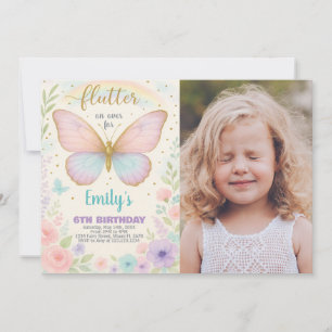 Invitación de cumpleaños de mariposa delgada