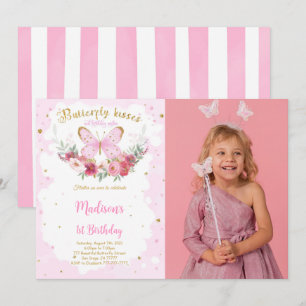 Invitación de cumpleaños de mariposa editable con 