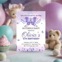 Invitación de cumpleaños de mariposa editable, mar
