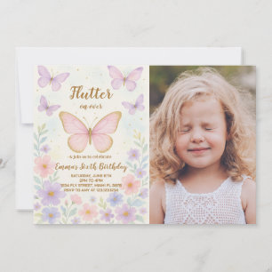 Invitación de cumpleaños de mariposa editable para
