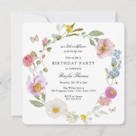 Invitación de cumpleaños de mariposa floral elegan