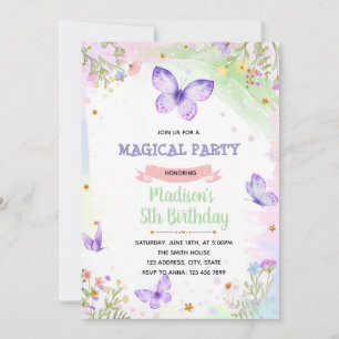 Invitación de cumpleaños de mariposa morada