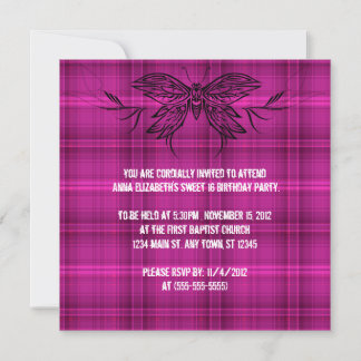 Invitación de cumpleaños de mariposa tribal punk
