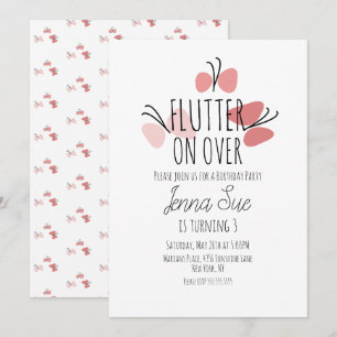 Invitación de cumpleaños de mariposas rosas