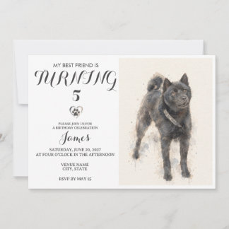 Invitación de cumpleaños de mascota con acuarela