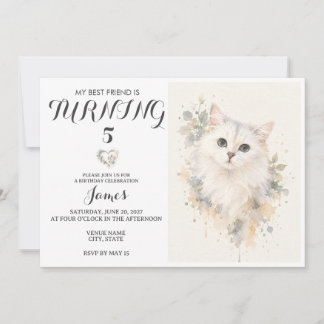 Invitación de cumpleaños de mascota con acuarela