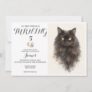 Invitación de cumpleaños de mascota con acuarela