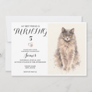 Invitación de cumpleaños de mascota con acuarela