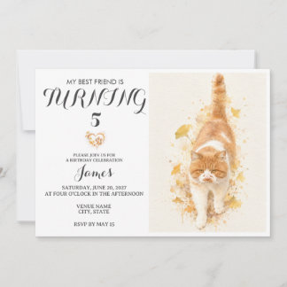 Invitación de cumpleaños de mascota con acuarela
