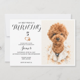 Invitación de cumpleaños de mascota con acuarela