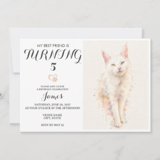 Invitación de cumpleaños de mascota con acuarela
