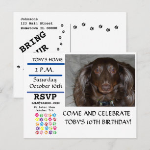 Invitación de cumpleaños de mascota con huella de