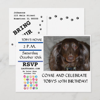 Invitación de cumpleaños de mascota con huella de 