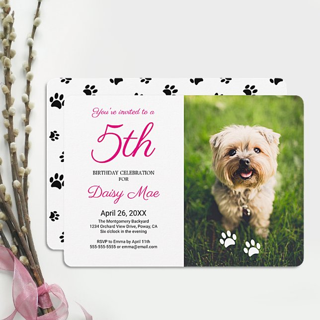 Invitación de cumpleaños de mascota con huellas de (Subido por el creador)