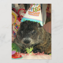 Invitación de cumpleaños de mascota Groundhog Mose