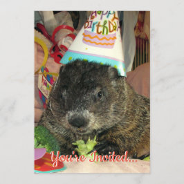 Invitación de cumpleaños de mascota Groundhog Mose
