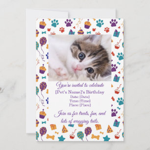 Invitación de cumpleaños de mascota personalizable