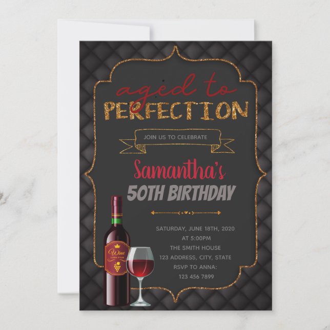 Invitación de cumpleaños de mayor edad a la perfec (Anverso)