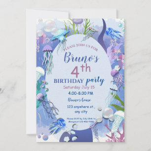Invitación de cumpleaños de medusas bajo el mar
