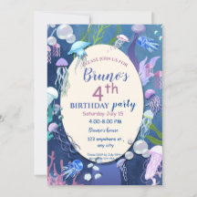 Invitación de cumpleaños de medusas bajo el mar