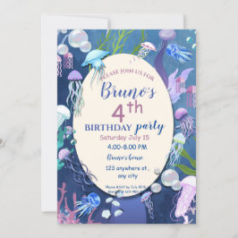 Invitación de cumpleaños de medusas bajo el mar