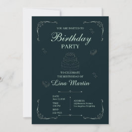 Invitación de cumpleaños de menta y salvia