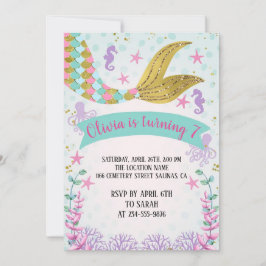 invitación de cumpleaños de mermaid