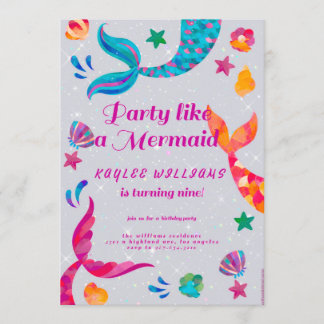 invitación de cumpleaños de mermaid