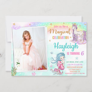 Invitación de cumpleaños de Mermaid Unicorn fiesta