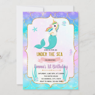 Invitación de cumpleaños de Mermicorn