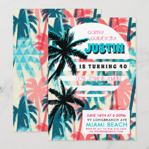 Invitación de cumpleaños de Miami de los 80