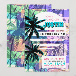 Invitación de cumpleaños de Miami de los 80