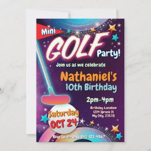Invitación de cumpleaños de Mini Golf   Tarjeta de