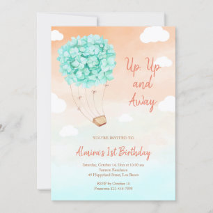 Invitación de cumpleaños de Mint Hydrangea Ride