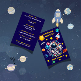 Invitación de cumpleaños de misión de astronauta e