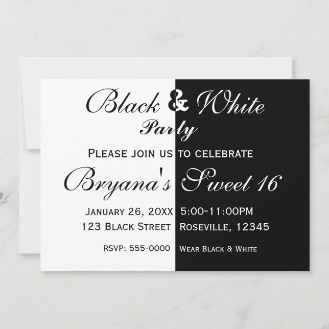 Invitación de cumpleaños de mitad partida en blanc (Anverso)